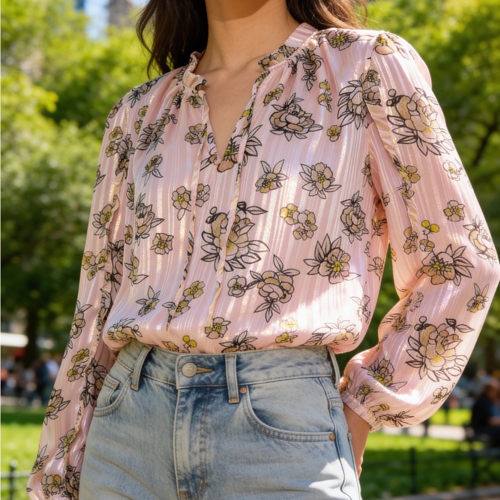 Ann Taylor Pink Floral Blouse - Picture 2 of 10